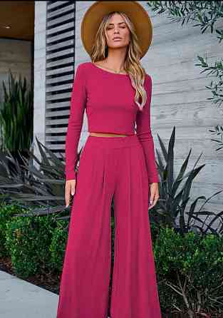 Женский костюм штаны с лонгсливом Малиновый 50/52 Харьков