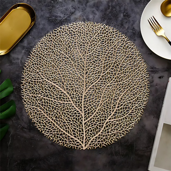 Сервірувальна серветка під гаряче кругла, килимок сервірувальний золотистий набір 2 шт Кам'янець-Подільський