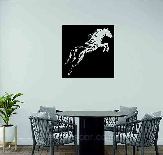 Декоративное настенное Панно «Лошадь» Декор на стену 90*90 см, Черный Киев