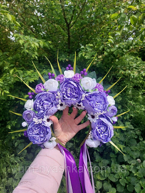 Віночок ободок з квітами "Сценічний зі стрічками" Кривий Ріг - фото 4