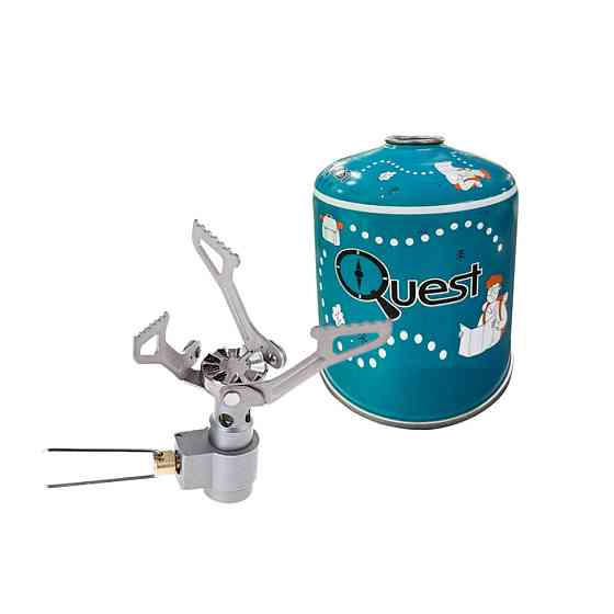 Набор газовая горелка BRS-3000T титановая + газовый баллон Quest 450г резьбовой бутановый Киев