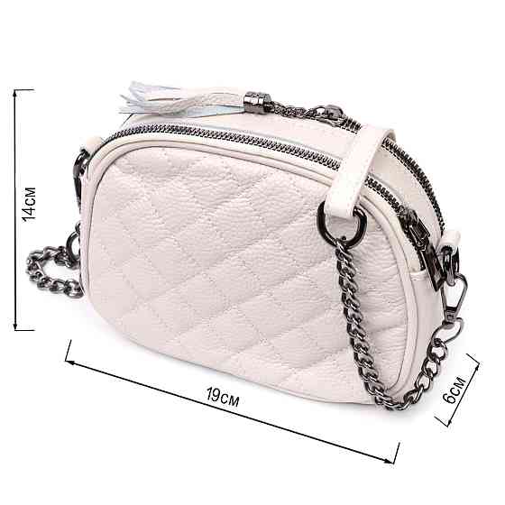 Жіноча стьобана сумка з м'якої натуральної шкіри Vintage 22326 Біла Київ