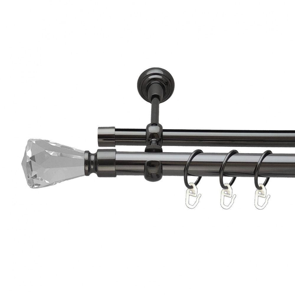 Карниз Orvit Лучетта металевий дворядний опозитний гладка \ профільна труба кільце металеве Онікс 25\19 мм 240 см (6708170) Львів - фото 1