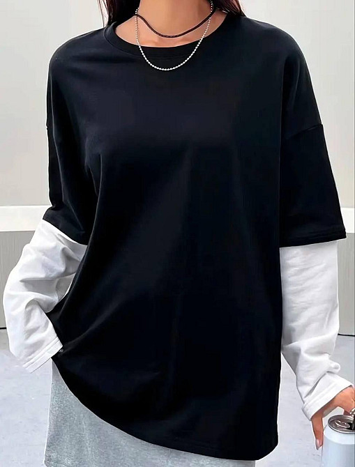 Універсальний унісекс лонгслів оверсайз крою з ефектом двох шарів двонитка Одеса - фото 8