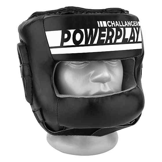 Боксерський шолом тренувальний PowerPlay 3067 з бампером PU + Amara Чорний XL Каменское