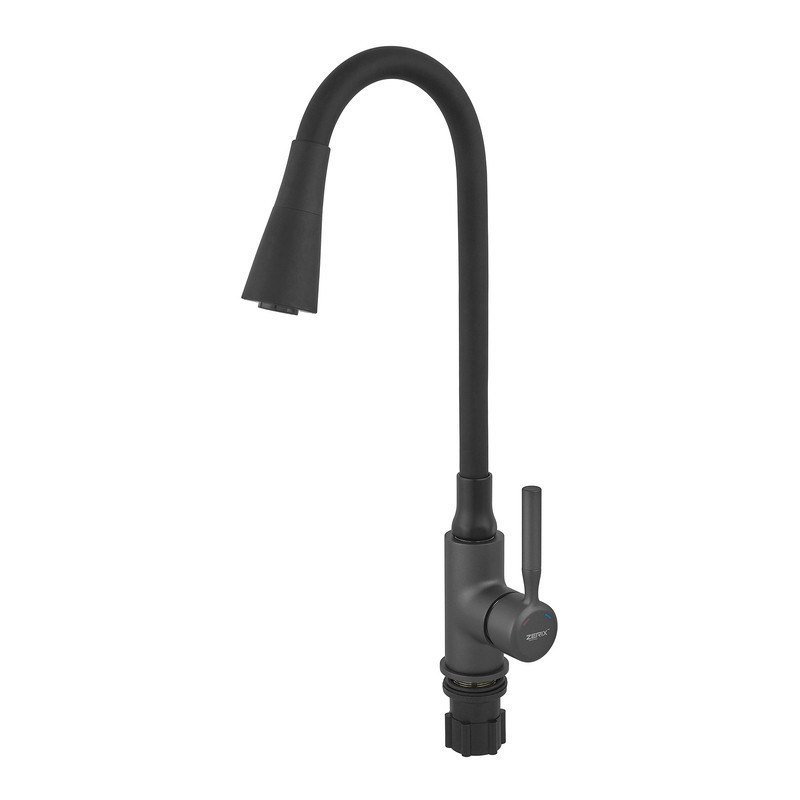 Змішувач для кухні Zerix Atrium-011-T Graphite Refl.Black (Колір графіт+силіконовий вилив чорний) (ZX6106) ( 16205 ) Харьков - изображение 11