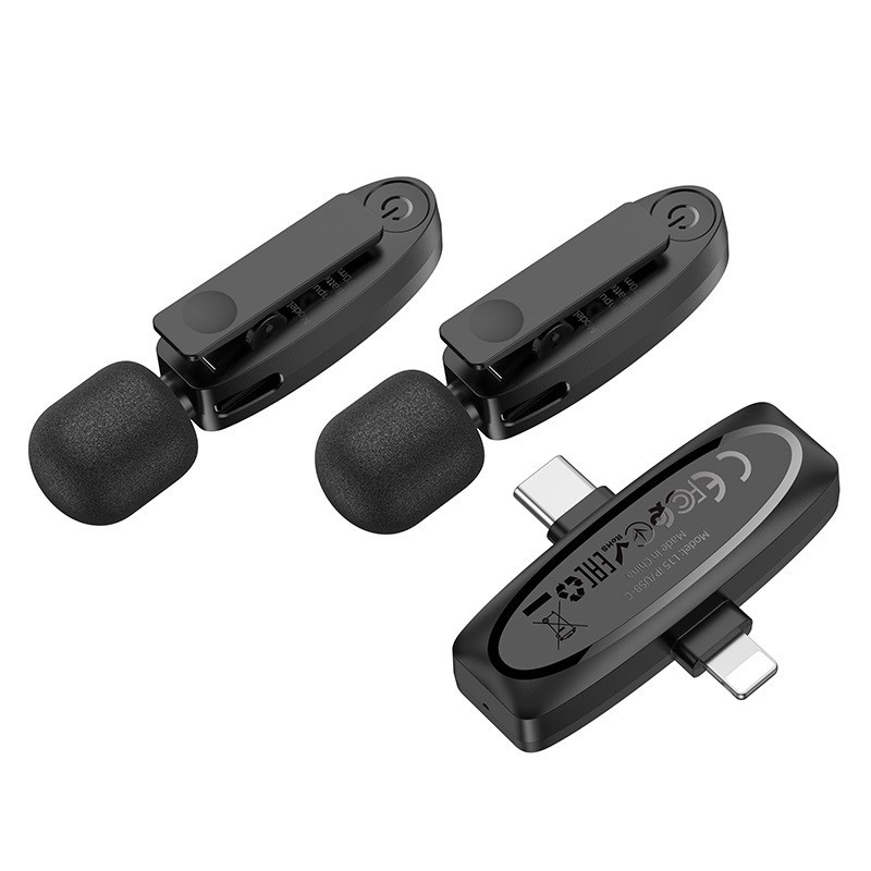 Бездротова мікрофонна система HOCO L15 dual-mic (iP/Type-C) Black Одеса - фото 4