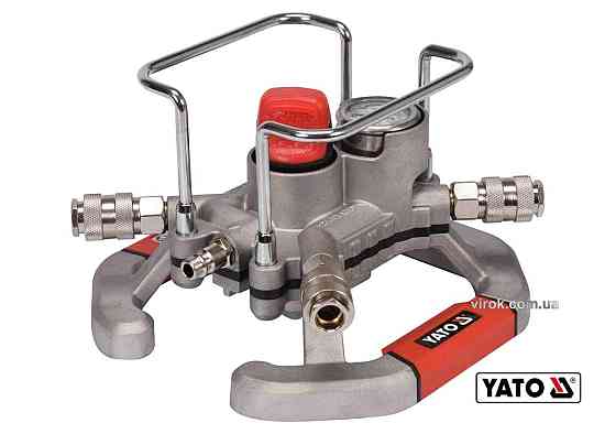 Розподільник повітря пневматичний YATO : 4 канали, 2 з регуляцією, макс. тиск- 1.3 МПа, Ø=1/4