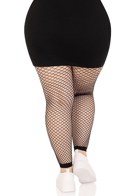 Колготки без стопи Leg Avenue Industrial Net footless tights, 1X/2X, чорні, в сітку Sex Aura Київ - фото 4