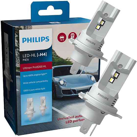 Комплект світлодіодних ламп PHILIPS H4 (P43t) 11342U92X2 LED Ultinon Pro9200 +400% 12/24V Харків