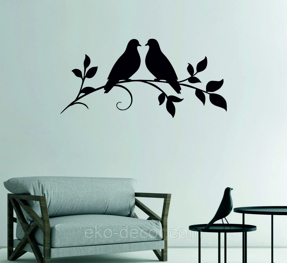 Декоративное настенное Панно «Две птички», Декор на стену 70*51 см, Черный Киев - изображение 4