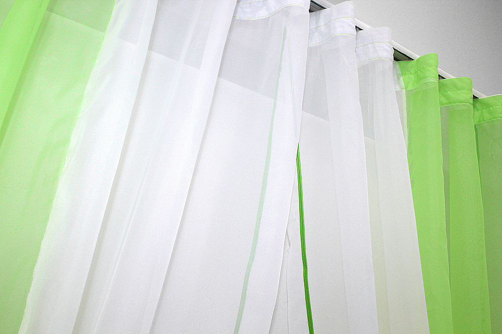 Кухонные шторы VR-Textil № 017к комбинированные с подвязками салатовый с белым 265х170 см (50-037) Киев - изображение 5