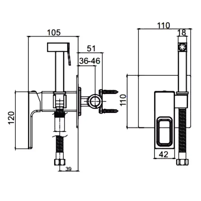Гігієнічний душ прихованого монтажу GAPPO G7217-6 чорний Київ - фото 8
