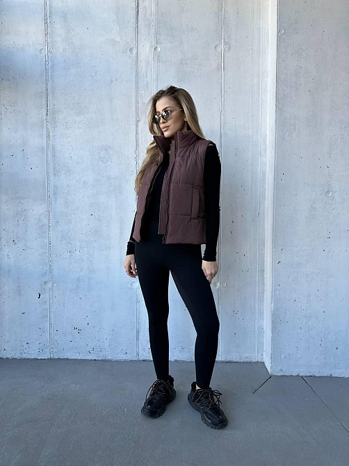 Жіноча тепла жилетка на блискавці плащівка емі на силіконі Шоколад, 46/48 Одеса - фото 10