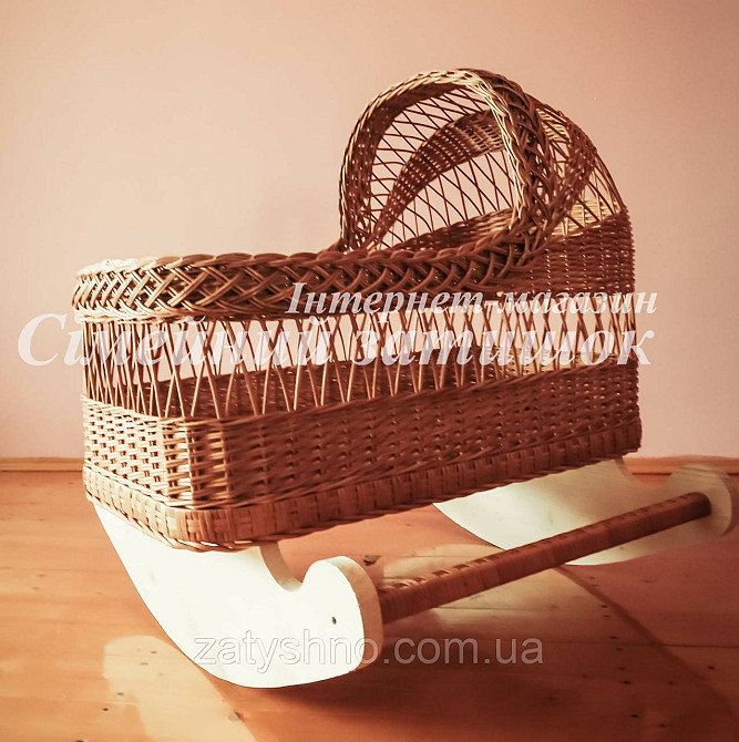 Плетене колиска ліжечко натуральне на полозах Київ - фото 4