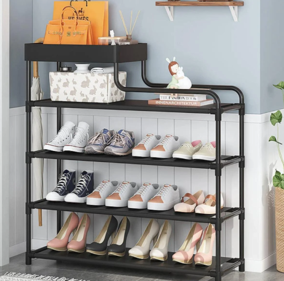 Полиця для взуття Shoe Rack 60x21x78 см, металева конструкція, 4 рівні, компактна та практична Київ