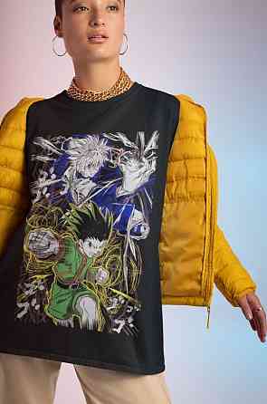 Футболка з аніме принтом Гон Кіллуа Хісока Хунтер оверсайз (S/M/L) Чорний AnimeJ1080 Дніпро