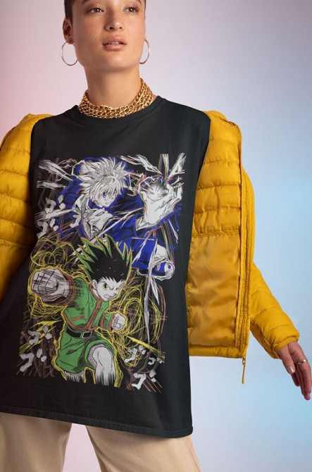 Футболка аниме Гон Киллуа Хисока Хунтер оверсайз (S/M/L) Черний AnimeJ1080 Днепр - изображение 4