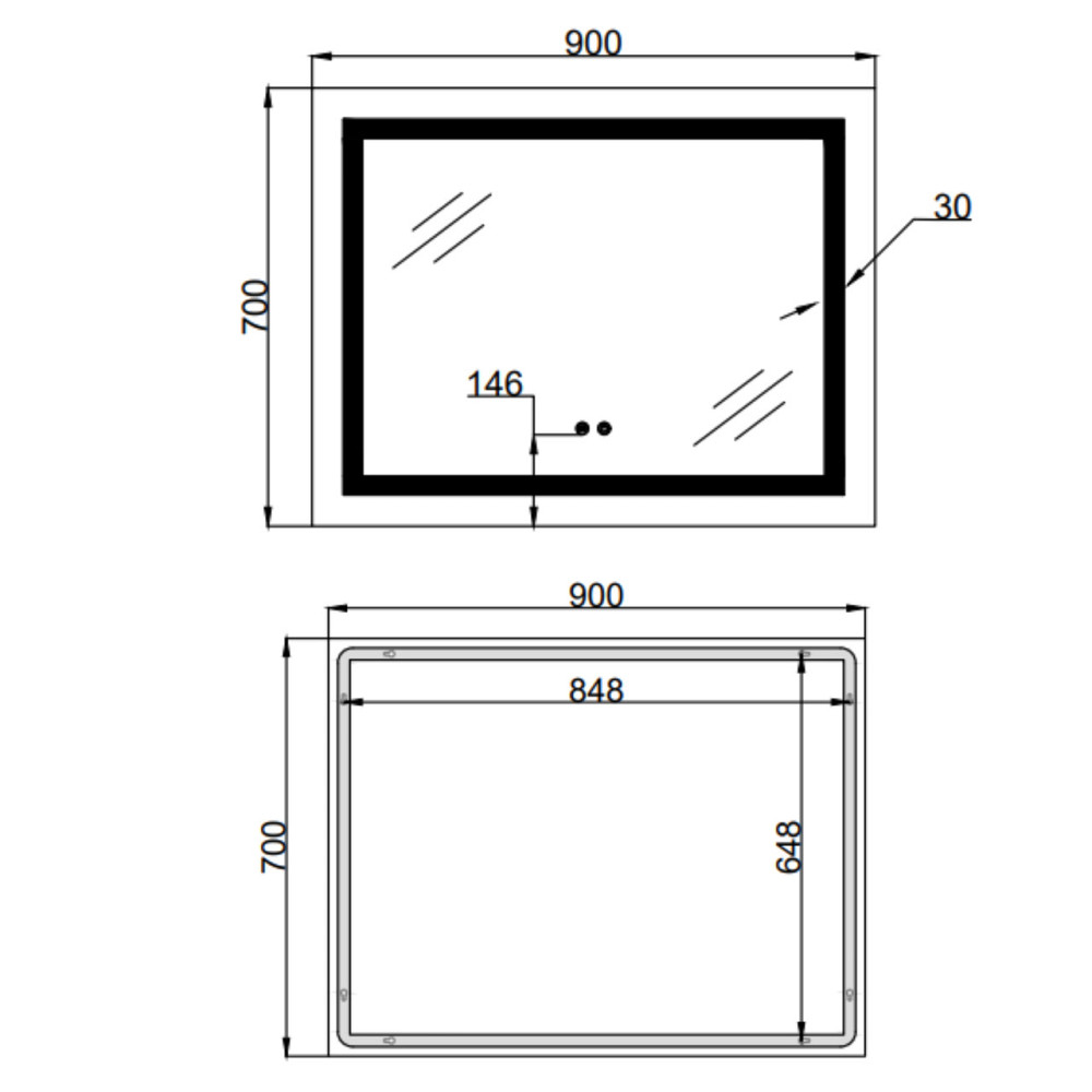 Дзеркало Lidz Kubis (KU1) 900х700 з LED-підсвіткою Touch, з антизапотіванням, з димером, рег. яскравості LD78LF904907048451 Київ - фото 9