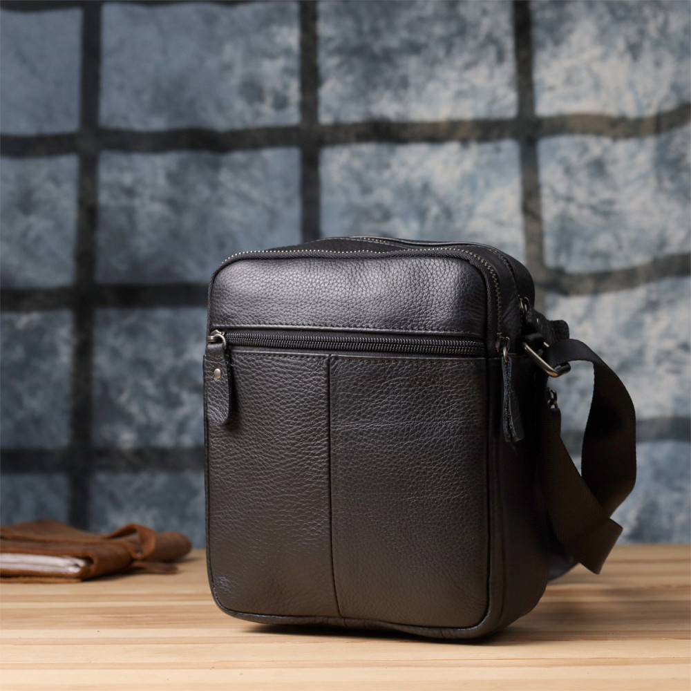 Вместительная мужская сумка на плечо из натуральной кожи Vintage 23022 Черный Киев - изображение 9