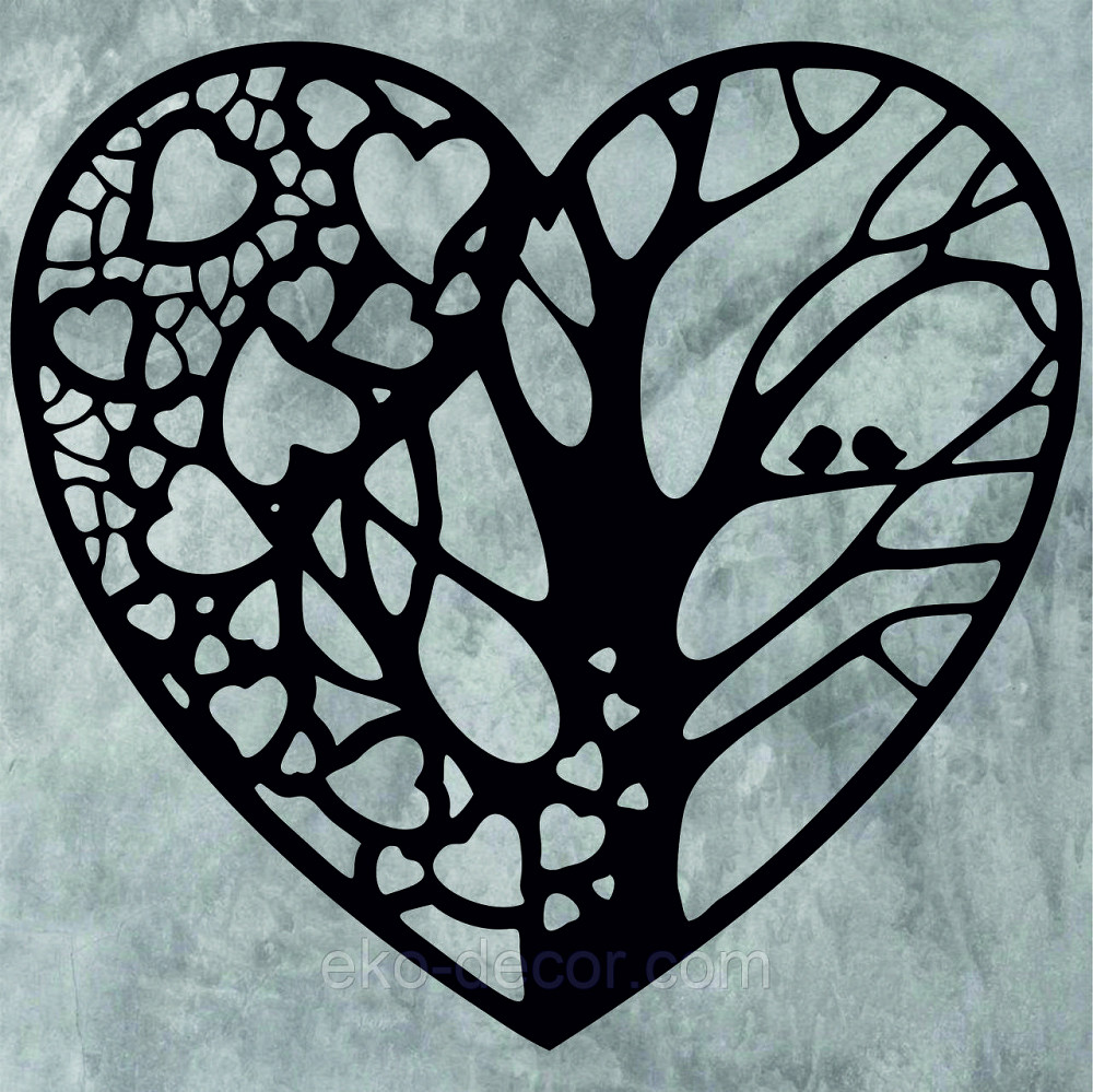Декоративное настенное Панно «Дерево сердце» Декор на стену 70*65 см, Черный Киев - изображение 5