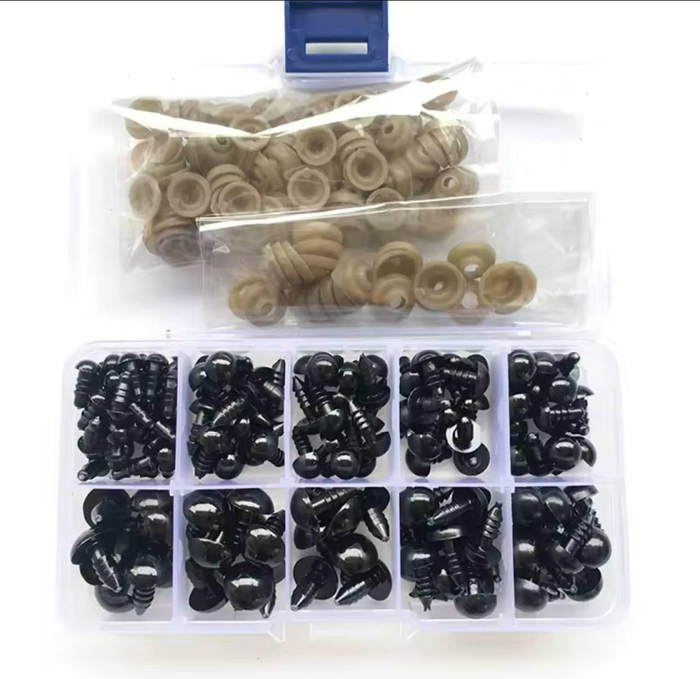 Комплект черных пластиковых глаз для игрушек 6-12 мм с фиксатором 100 шт. Киев - изображение 2