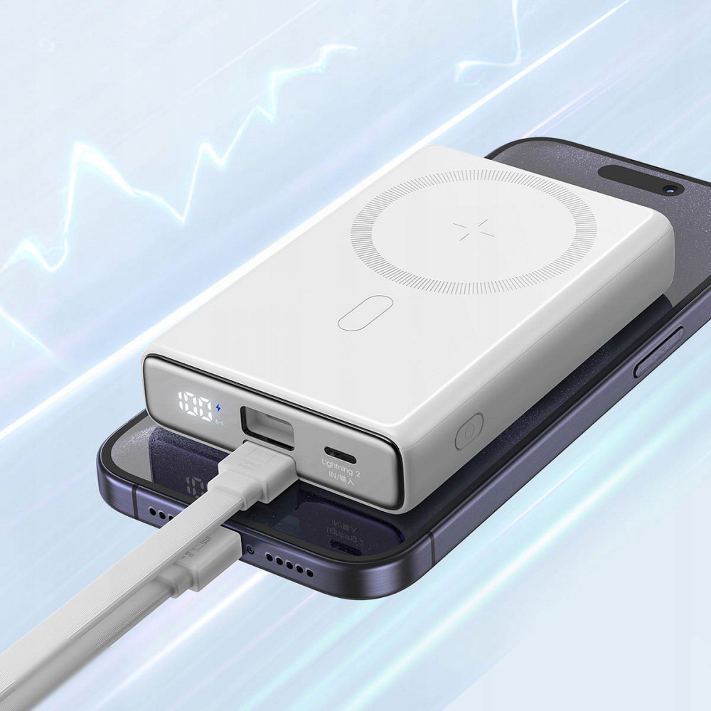 УМБ Joyroom Magnetic Wireless 10000mAh JR-PBM01 20W QC,  USB-C In/Out White Винница - изображение 8