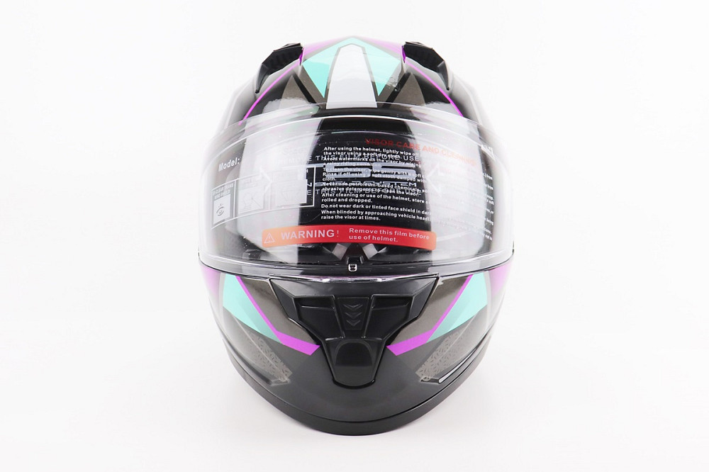 Шолом інтеграл, закритий (сертифікація DOT)+відкидні окуляри BLD-M67 L (59-60см), ЧОРНИЙ/ФІОЛЕТОВО-БІРЮЗОВИЙ Київ - фото 4