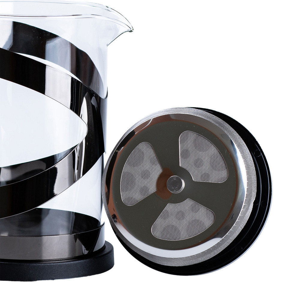 Чайник прозорий заварювальний з френч пресом 800 мл Чорний HP33540B Коломия - фото 4