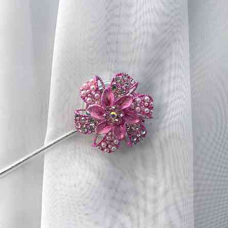 Магніти для штор та гардин "Flowers" набір 2 шт Рожевий (81-230) Київ