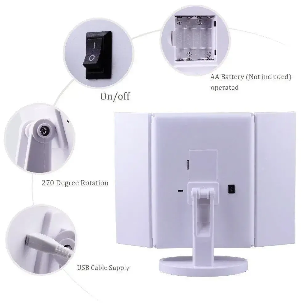 Зеркало тройное для макияжа Superstar Magnifying Mirror с LED-подсветкой прямоугольное с увеличением Коломия - фото 5