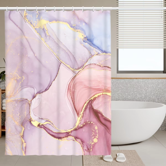 Шторка для душу та ванної кімнати з водовідштовхувальним покриттям, колір рожевий 3D-принт Кам'янець-Подільський