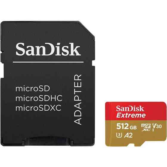 Картка пам'яті MicroSDXC 512 GB C10 UHS-I SanDisk Extreme V30 U3 R190/W130MB/s + SD (SDSQXAV-512G-GN6MA) 512 Харків