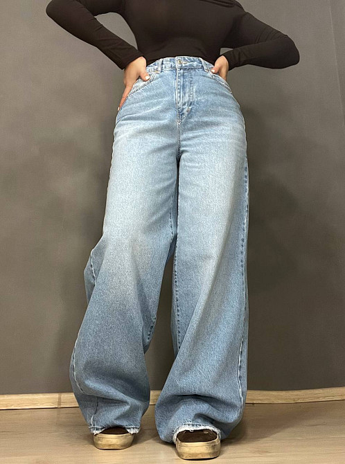 Джинсы женские Twin 1537-420 Palazzo Wide leg широкие палаццо высокая талия голубые, голубой, 38, 38, 80 см, 114 см Киев - изображение 17