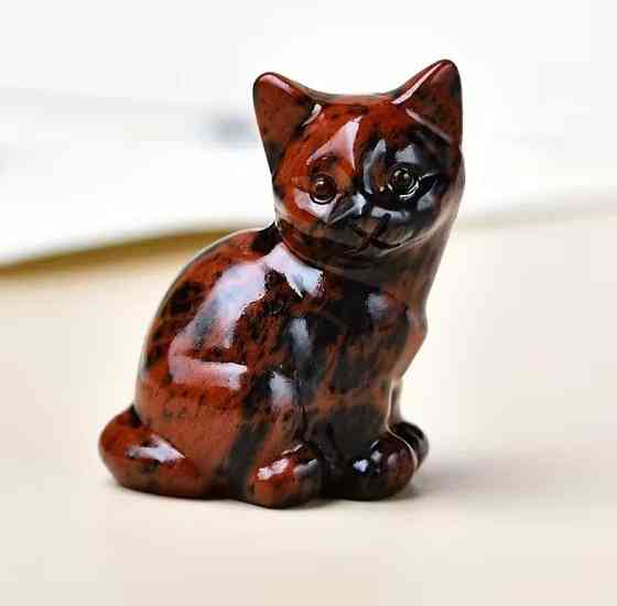 Фігурка кіт з червоного обсидіану, натуральний камінь, 1 шт Київ