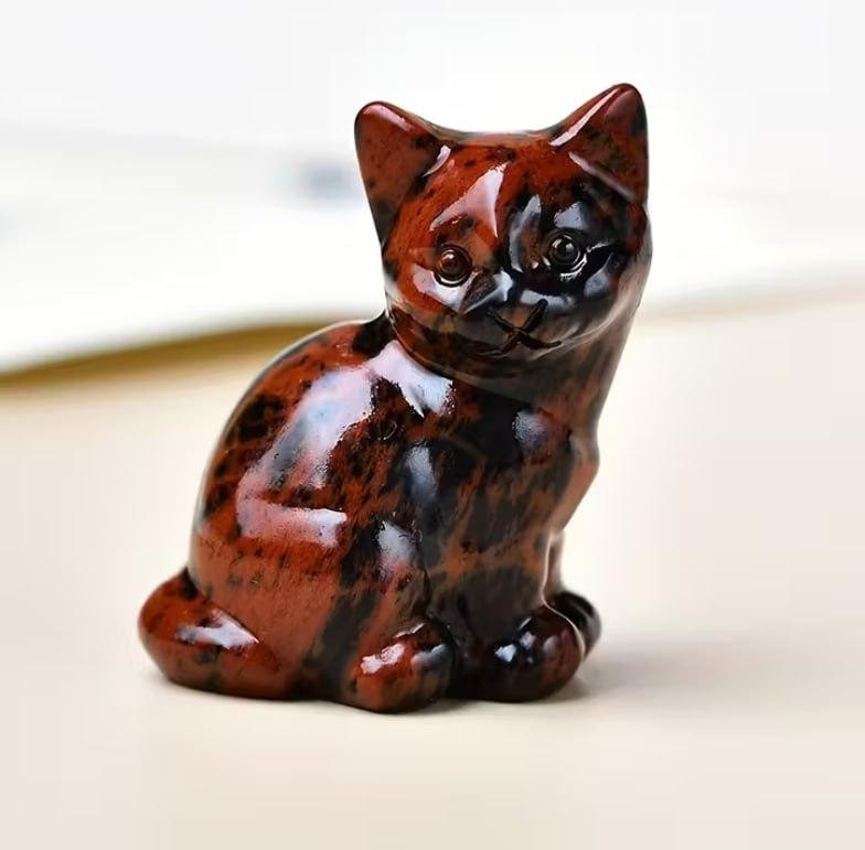 Фігурка кіт з червоного обсидіану, натуральний камінь, 1 шт Київ - фото 1