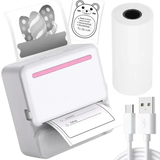 Портативный термопринтер с Bluetooth + рулон термобумаги, C19 / Мини принтер для печати Коломыя
