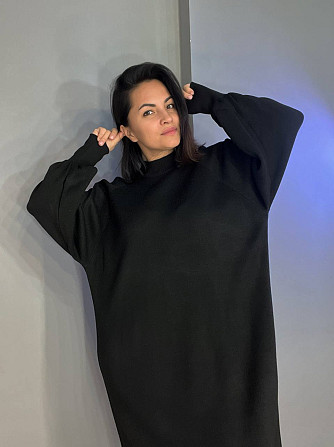 Платье женское My fashion 2024119 свитер пышный рукав реглан длинное без пояса one size черное, черн Одесса - изображение 5