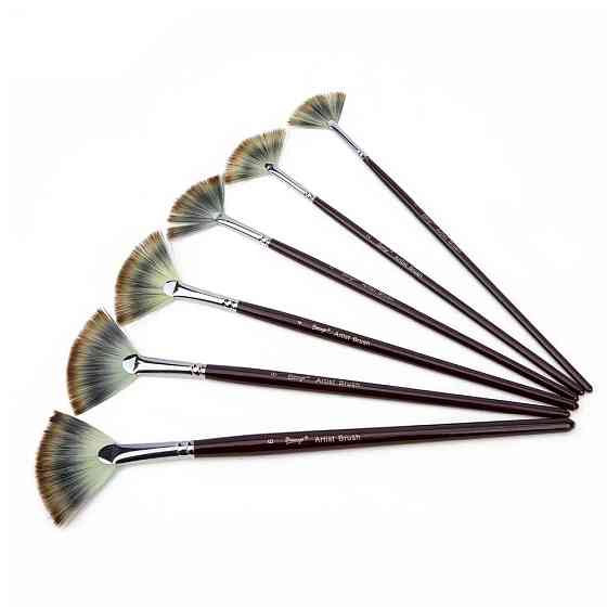 Кисточки веерообразные нейлоновые для гуаши, акварельных, акриловых и масляных красок, 6 шт Каменец-Подольский