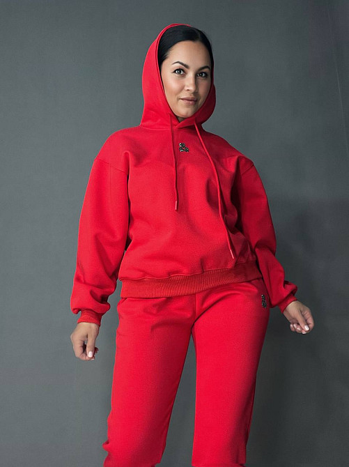 Костюм женский A-N 2735 с медвежонком в ​​камнях -худи и штаны красный, красный, XL Киев - изображение 5