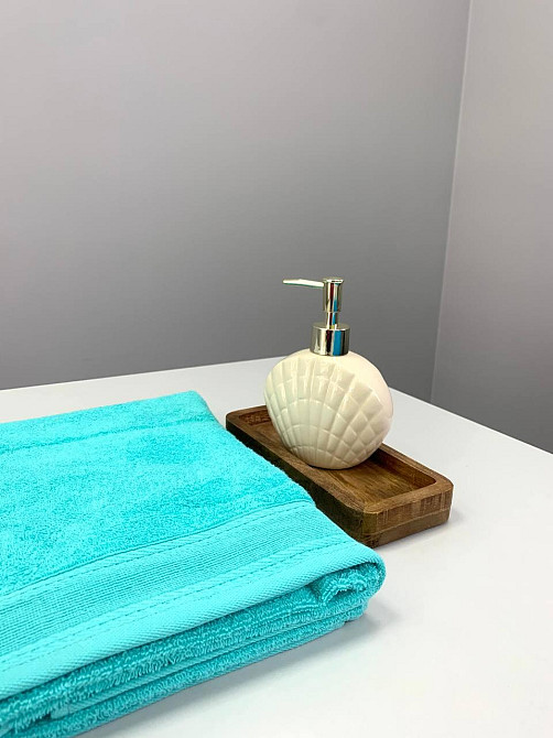 Рушник махровий Ideal Textile з бордюром однотонний щільність 360 г/м2 70х130 см (56860715) Бірюзови Чернівці - фото 3