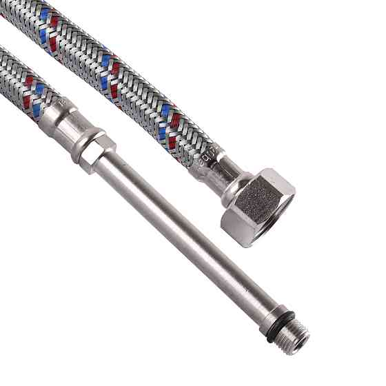 Шланг для змішувача Solomon (нерж.) М8х1/2″ 0,8м HY6201A LONG-штуцер 70мм  SH2006 Киев