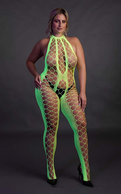 Бодістокінг - Ouch! Bodystocking With Halterneck Green, XL/4XL Sex Aura Київ - фото 6