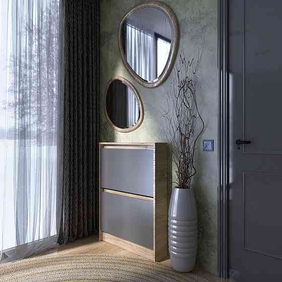 Тумба для обуви в прихожую Эверест Сити-160-2 70,2х16х95,8 см Дуб сонома/Графит (DTM-071088) Львов