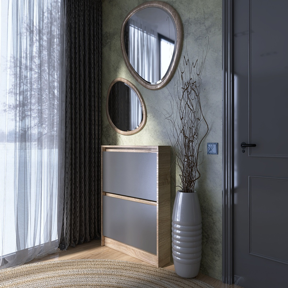 Тумба для обуви в прихожую Эверест Сити-160-2 70,2х16х95,8 см Дуб сонома/Графит (DTM-071088) Львов - изображение 3