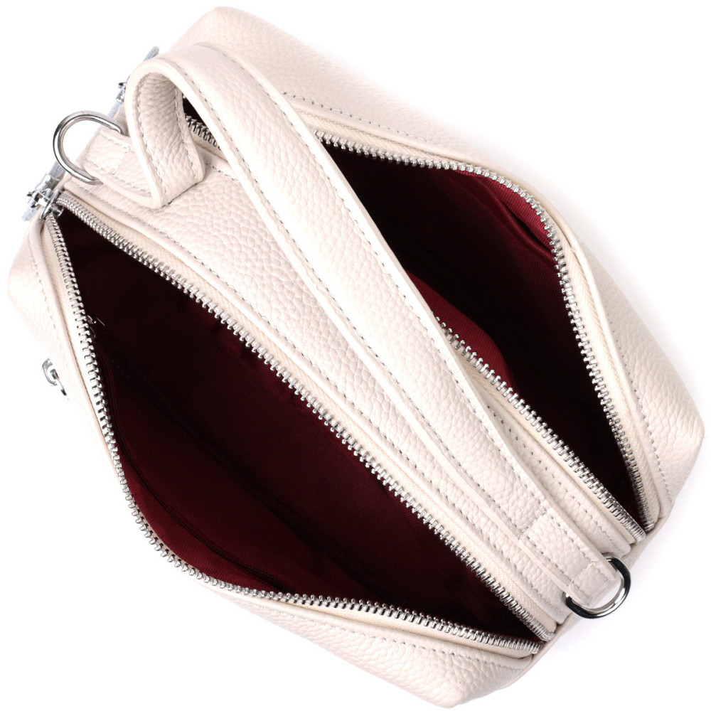 Женская прямоугольная сумка на два отделения из натуральной кожи Vintage 22344 Белая Киев - изображение 6