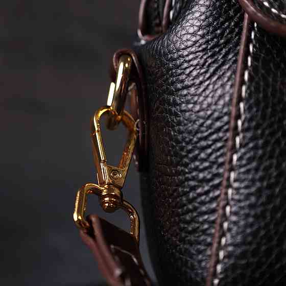 Компактна жіноча сумка з натуральної шкіри Чорна (Vintage) Київ