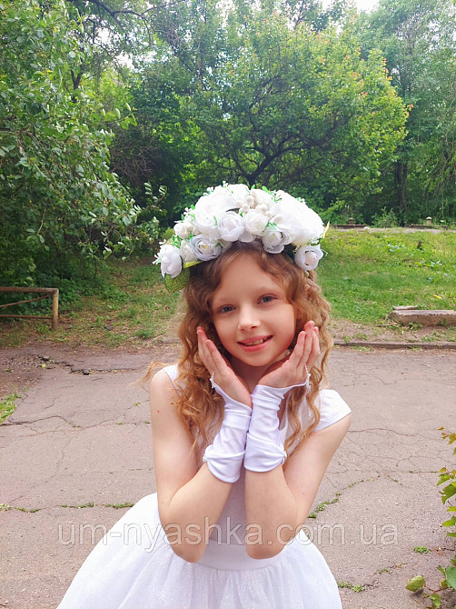 Ободок обруч с цветами Пионы большой белый Кривой Рог - изображение 3
