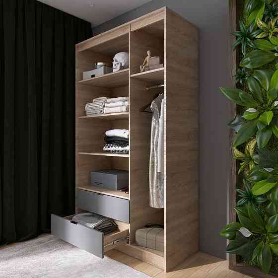 Шкаф распашной для одежды с выдвижными ящиками (полки - штанга) Эверест Сити-1200 120,2х50х204,6 см Дуб сонома/Графит (DTM-071125) Львов