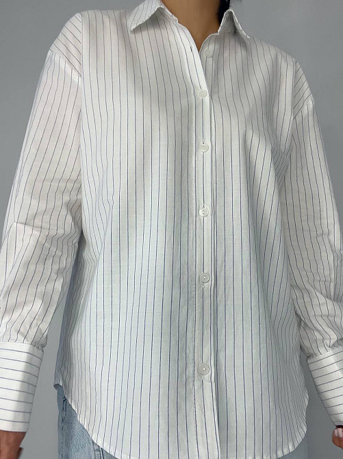 Сорочка жіноча Mix Ray 4465 оверсайз блакитна смуга біла, білий, S Київ - фото 7